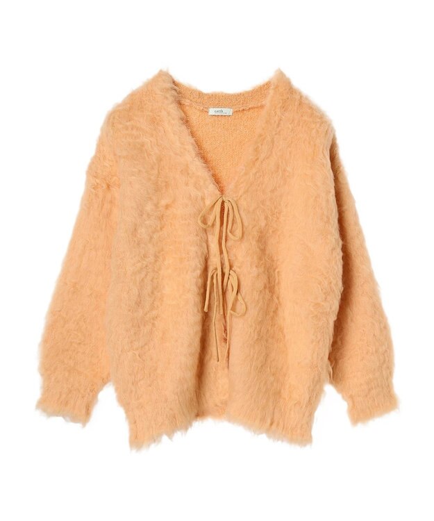 earth music&ecology 起毛リボンニットカーディガン Orange