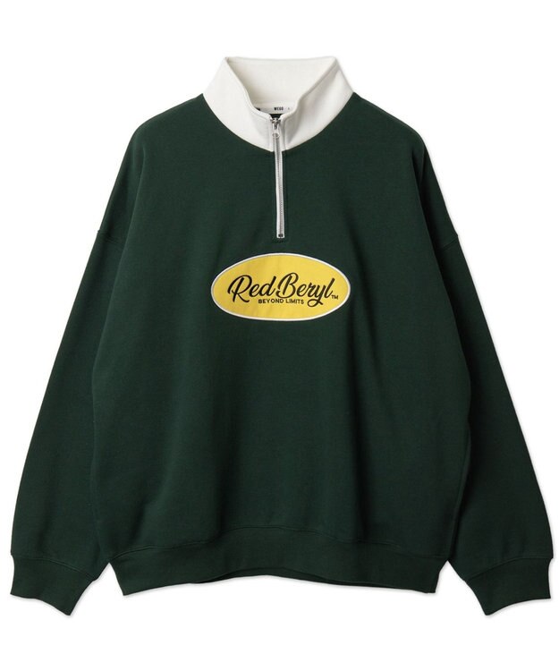 WEGO サークルロゴハーフジッププルオーバー ダークグリーン