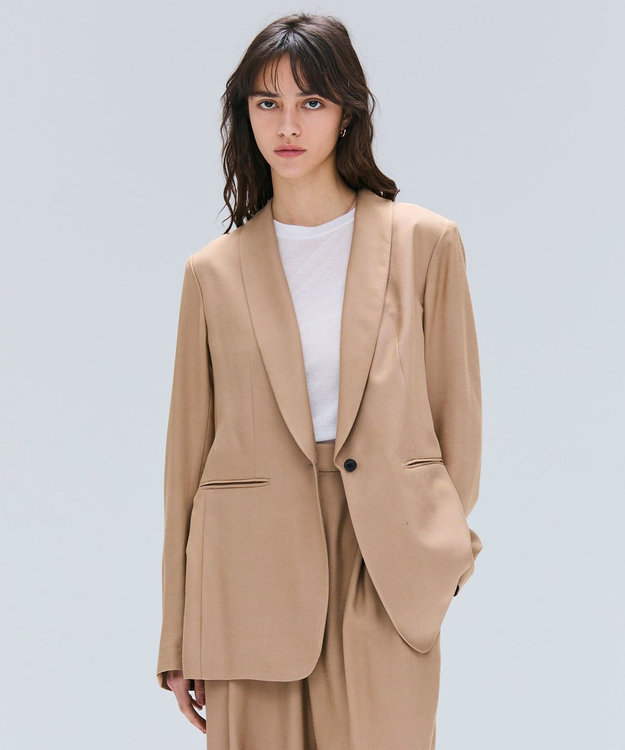 BEIGE， 【Oggi 11月号掲載】COBURN / シルク混ショールカラージャケット Camel