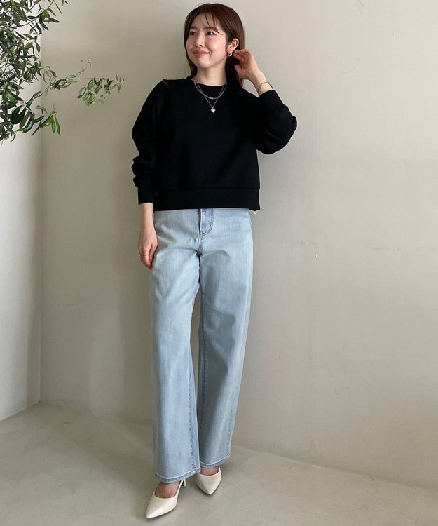 UNFILO L 【WEB限定】BEAUTY FORM JERSEY サイドZIP クロップドプルオーバー [NEW]ブラック