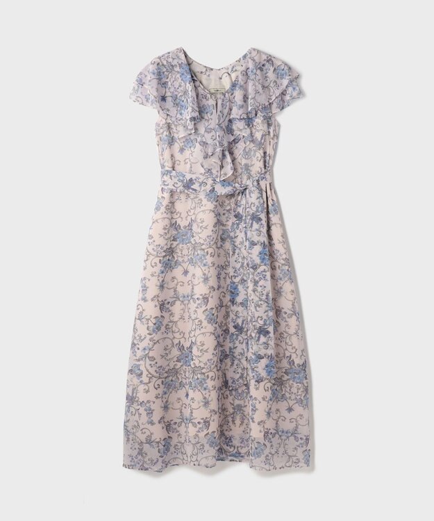 GRACE CONTINENTAL サラサプリントフリルカラーワンピース ピンク