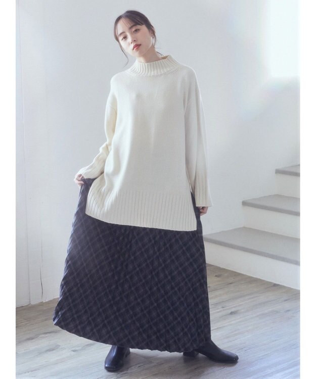 earth music&ecology すきな丈プリーツスカート Check Black