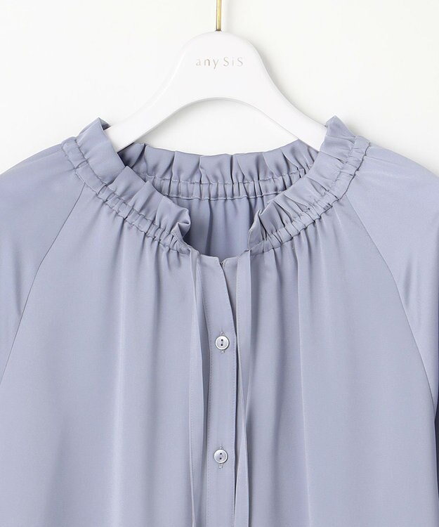 ANY SIS 【前後着用可能】ギャザーネック ブラウス ブルー