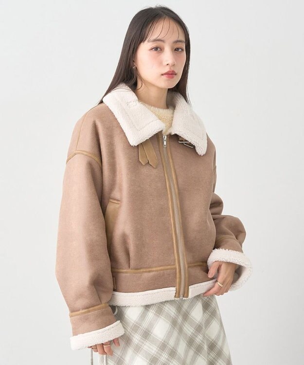 earth music&ecology フェイクムートンジャケット Beige