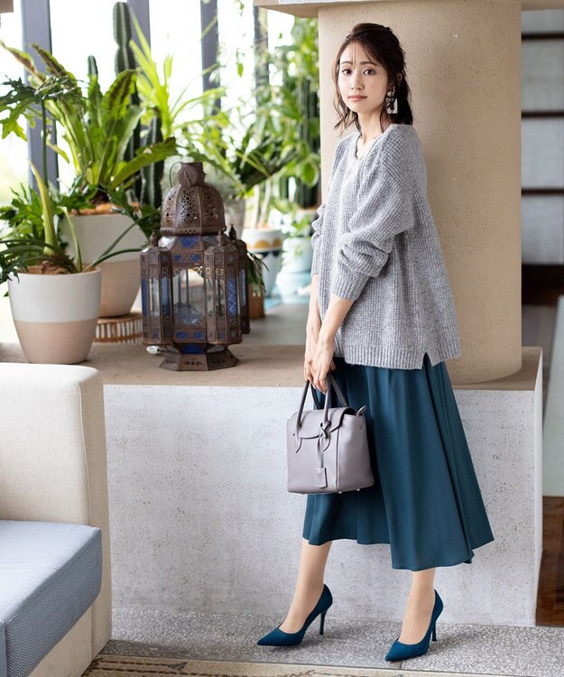 Tiaclasse 【洗える】大人可愛いワッフルニットトップス グレー