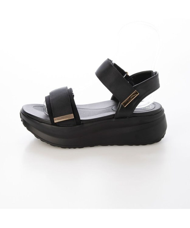 MODE ET JACOMO <noyau>厚底サテンベルクロスポーツサンダル ブラック