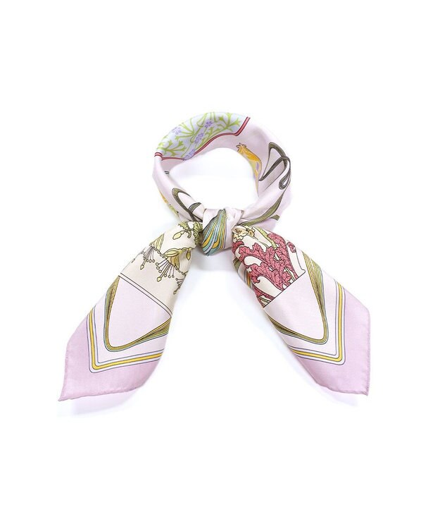 Marca ＜春の新色！＞【伝統横濱スカーフ】フラワーベースヌーヴォー  小判 シルクツイルスカーフ ピンク