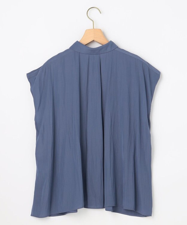 組曲 S ギャザーライトデシン ブラウス ダルブルー系