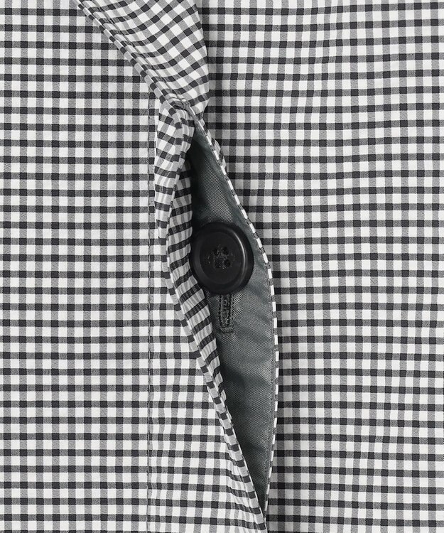 J.PRESS LADIES S 【洗える】Lightストレッチギンガム シングル トレンチコート ブラック×ライトグレーギンガム系