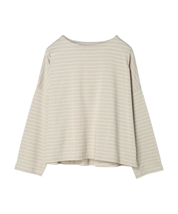 AMERICAN HOLIC ボートネックボーダープルオーバー Gray Beige