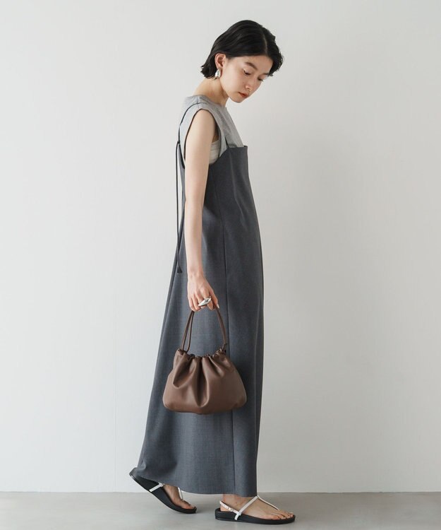 russet レザー巾着4WAYショルダーバッグ(CE-1454) D.Brown