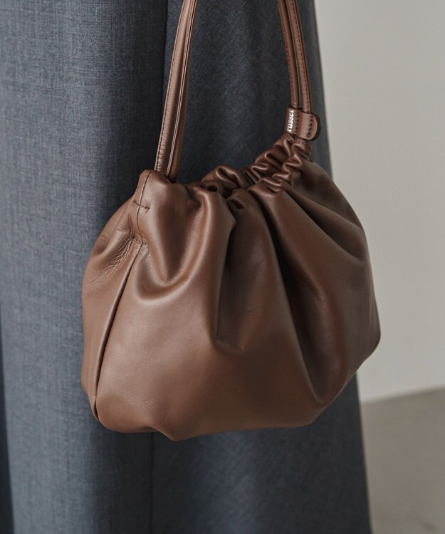 russet レザー巾着4WAYショルダーバッグ(CE-1454) D.Brown