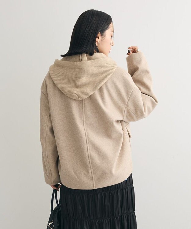 Green Parks ２ＷＡＹニットフードウールライクジャケット Beige Mixture