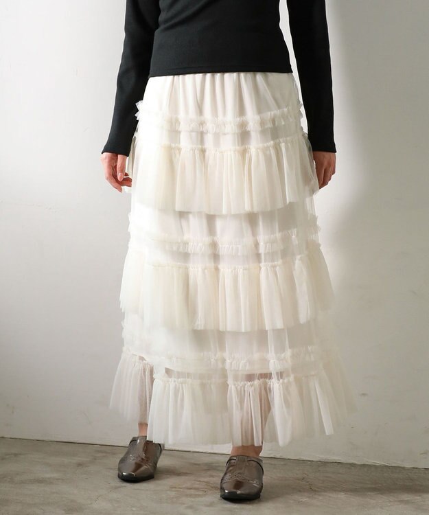 Green Parks ・ＥＬＥＮＣＡＲＥ　ＤＵＥチュールフリルティアードスカー Ivory