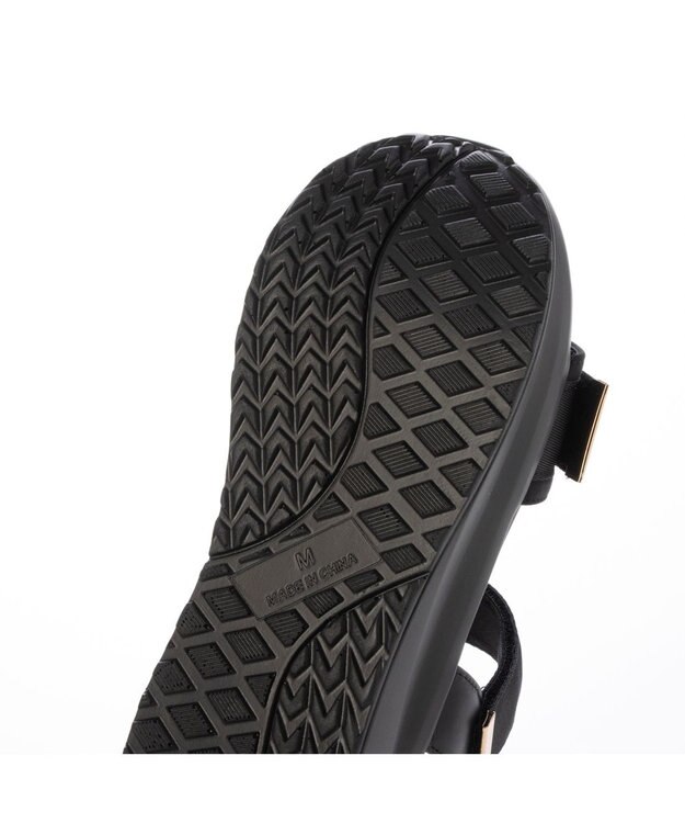 MODE ET JACOMO <noyau>厚底サテンベルクロスポーツサンダル ブラック