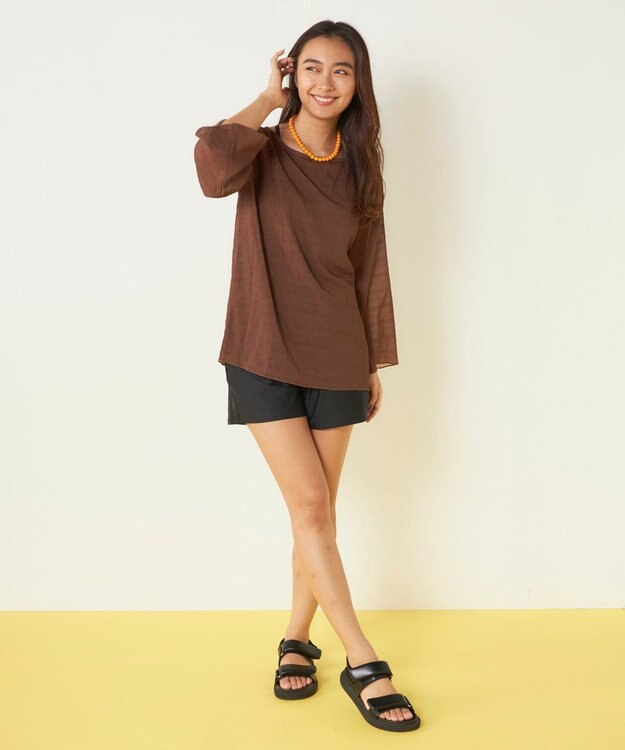 OP／FILA 【Ocean Pacific】シアートップス付き4点セット水着 ブラウン