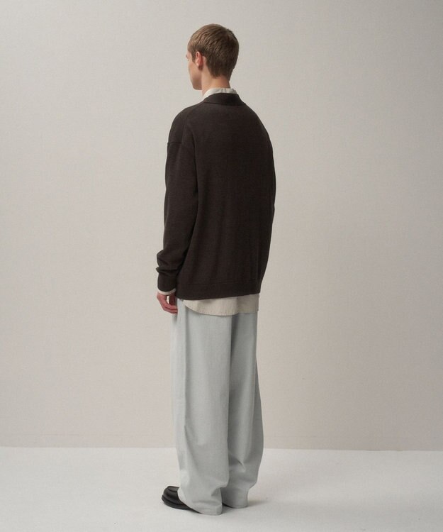 ATON WOOL WASHI | オーバーサイズカーディガン - UNISEX BROWN TOP