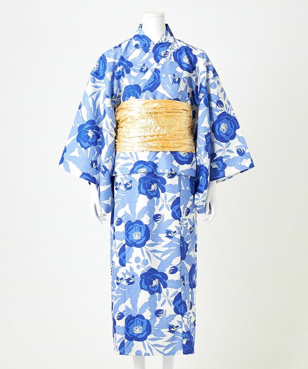 Feroux 【洗える・2WAY】 簡単着付け 浴衣 3点セット スカイブルー系4