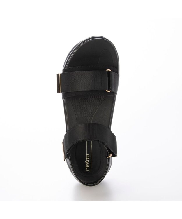 MODE ET JACOMO <noyau>厚底サテンベルクロスポーツサンダル ブラック