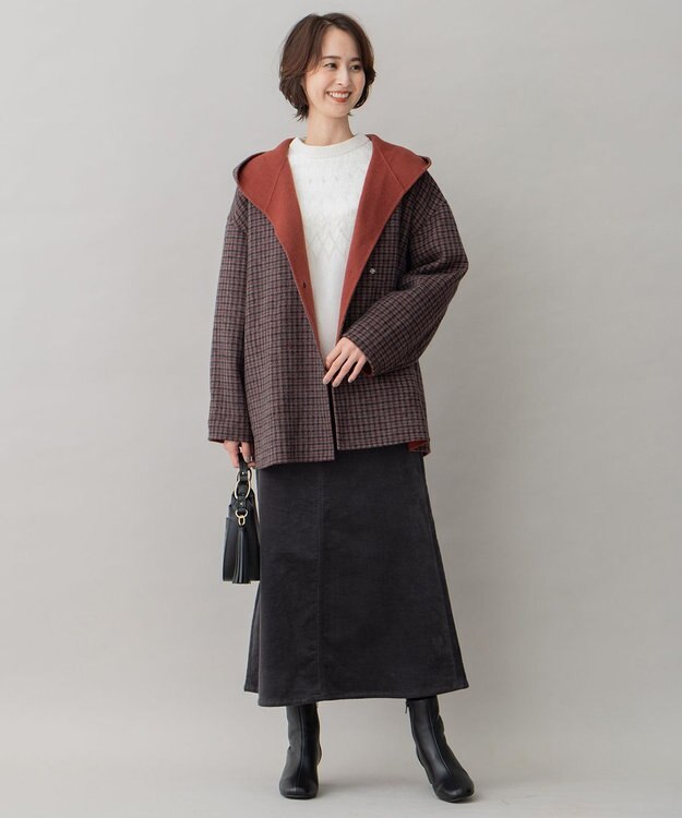 自由区 【洗える】リブレスコール ロングスカート グレー系