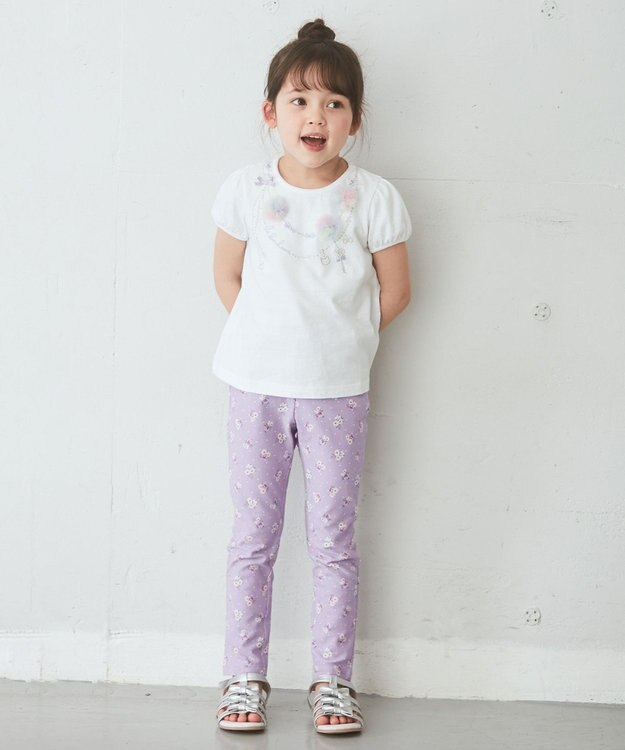 ANY KIDS 7daysガーリーパンツ(カットソー) ラベンダー花柄