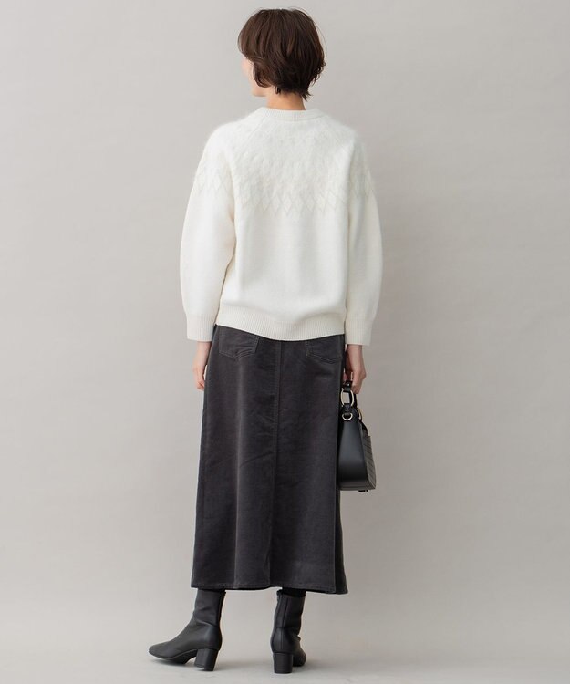 自由区 【洗える】リブレスコール ロングスカート グレー系