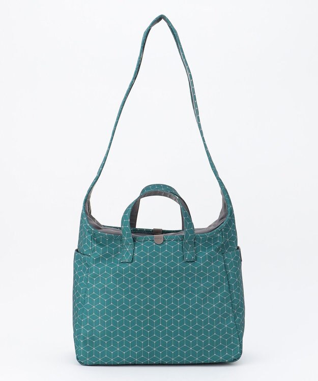 Y'SACCS キュービック×ポイントドット　2WAYトート＆ショルダー　Mサイズ ブルーグリーン