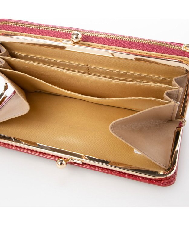 LA BAGAGERIE クロコ型押しエナメル 長財布（がま口） レッド