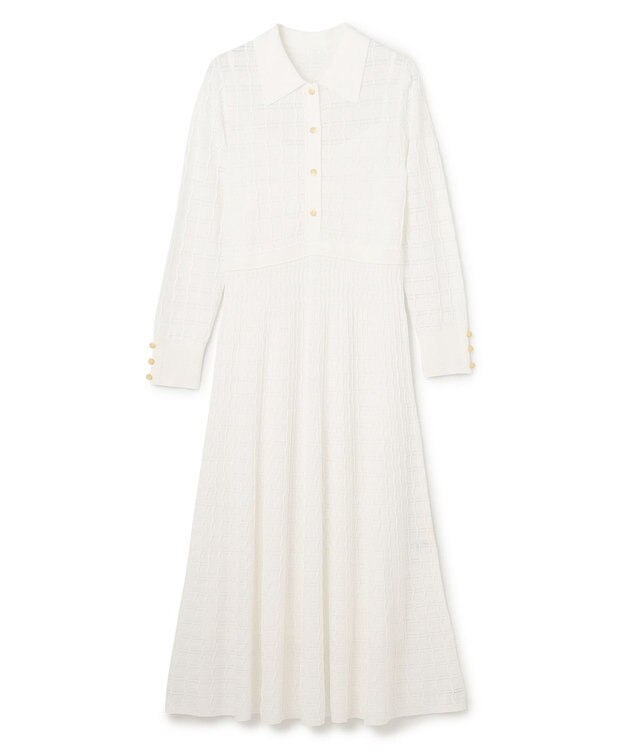 GRACE CONTINENTAL ウェーブニットワンピース ホワイト