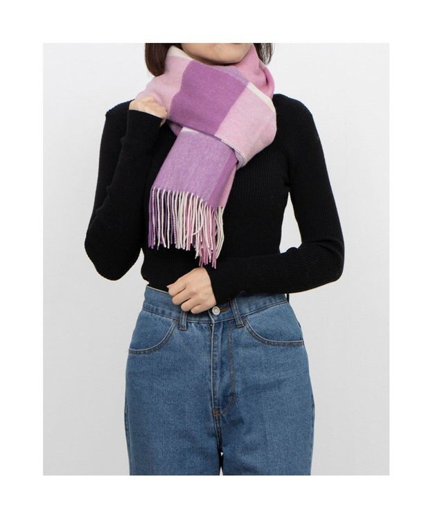 UNBILLION カシュネ cache nez / ウールチェックストール ピンク