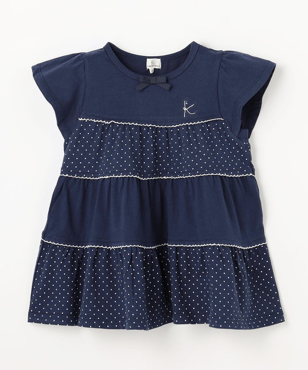 組曲 KIDS 【110-140㎝】 ドットティアードチュニック ネイビー