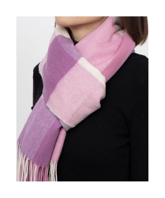 UNBILLION カシュネ cache nez / ウールチェックストール ピンク