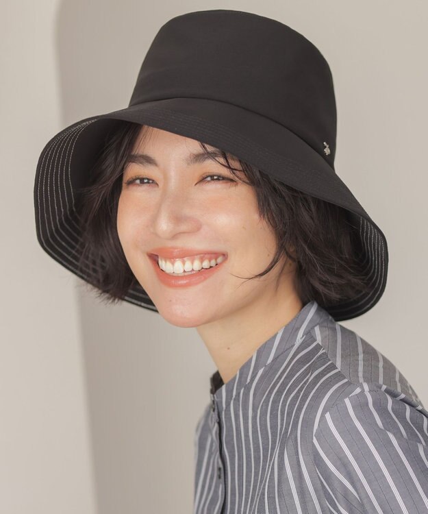 J.PRESS LADIES 【春夏のお出かけに・畳める・2way】ワイドブリム ハット ブラック系