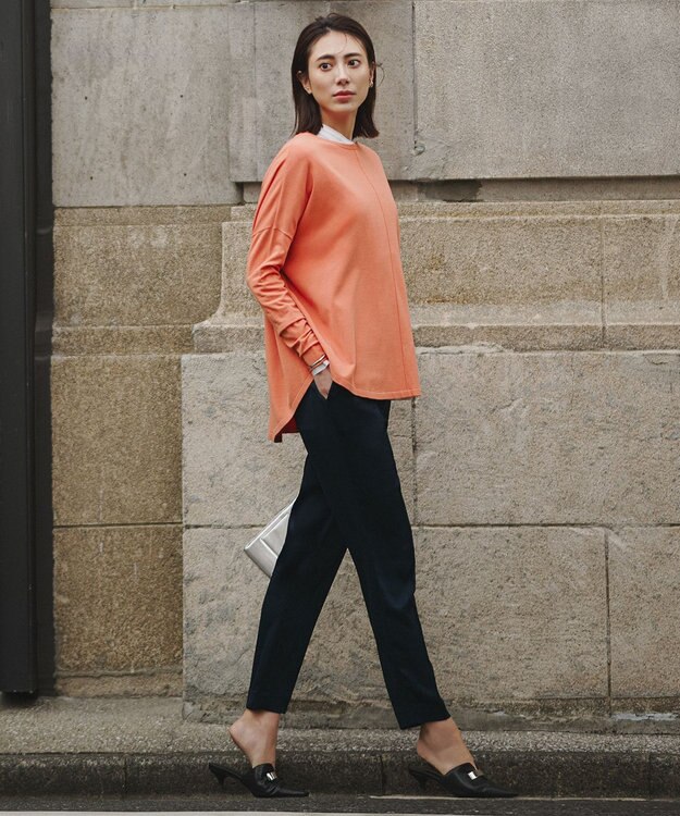 ICB アセテートダブルサテン スティックパンツ ネイビー