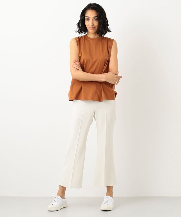 #Newans 【洗える】バックシャンデザインカットソー テラコッタ系