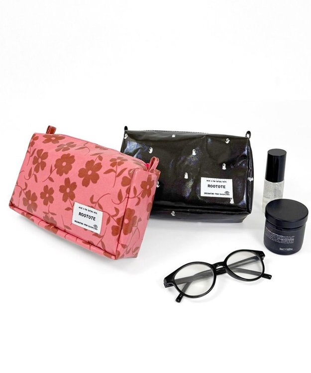 ROOTOTE 3528【ルートート】WR.ポーチ.ラミネート-V 02：レッドフラワー