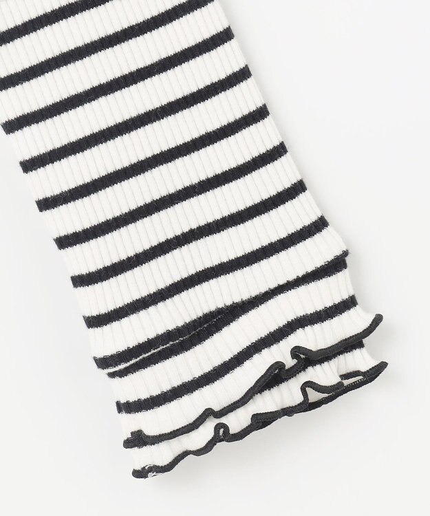 ANY KIDS 襟リボンカットソー ブラック×オフホワイト（ボーダー）