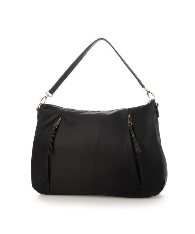 UNBILLION ペルケ perche / ナイロン牛革ヒネリかぶせ2wayトート ブラック