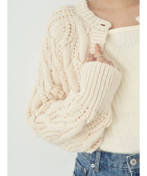 earth music&ecology ｍｉｘケーブルカーディガン Off White