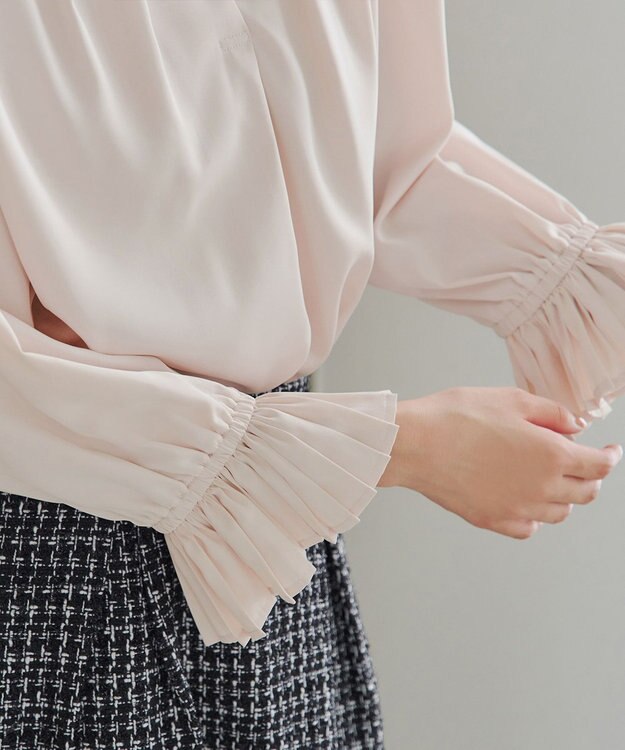 Tiaclasse 【洗える】プリーツスリーブブラウス アイボリー