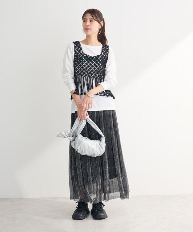 Green Parks マクラメベスト Black