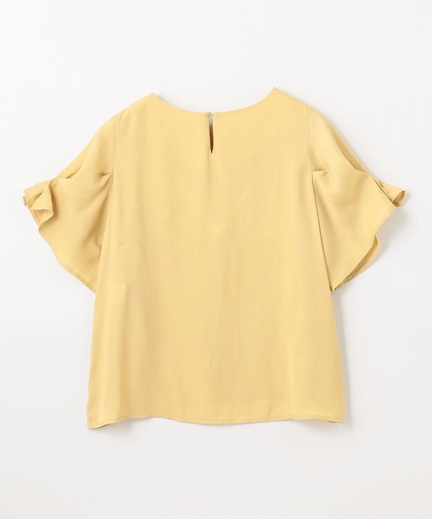 ANY マットサテン袖タックブラウス イエロー