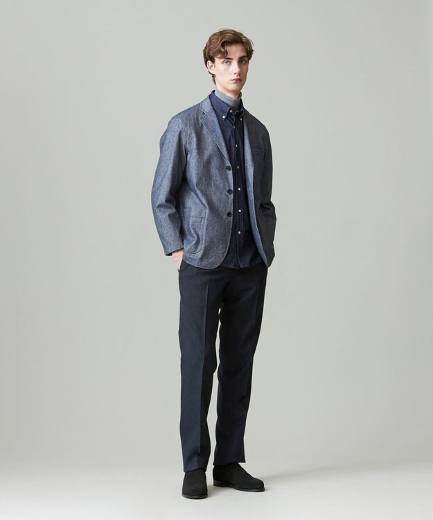 J.PRESS MEN 【KING SIZE】KANEMASA KNITTING デニムジャージ シャツ ネイビー系