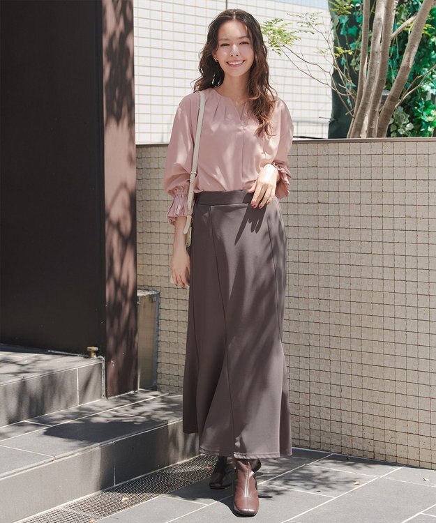 Tiaclasse L 【洗える】プリーツスリーブブラウス ピンク