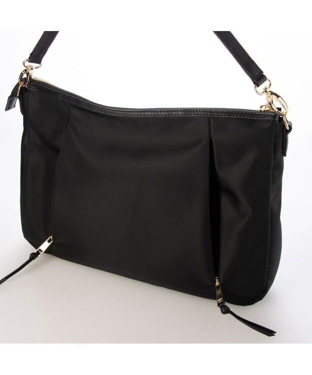 UNBILLION ペルケ perche / ナイロン牛革ヒネリかぶせ2wayトート ブラック