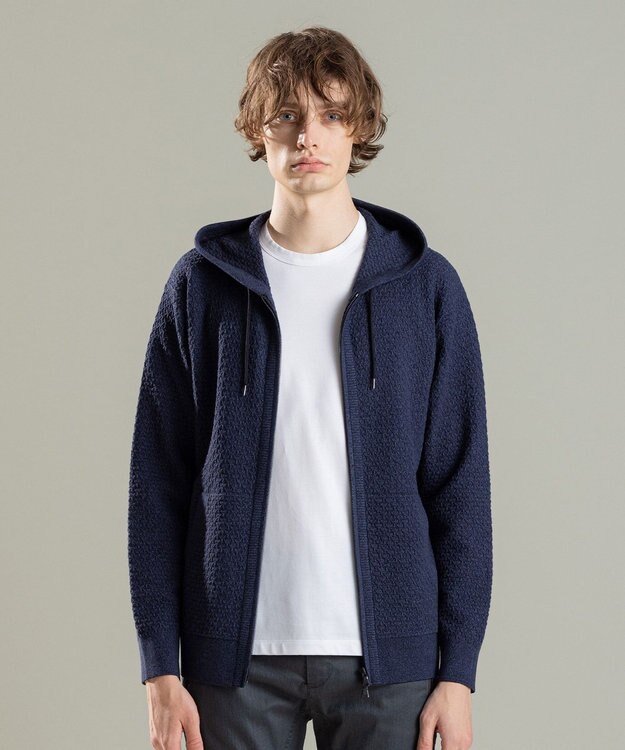 JOSEPH HOMME ヴィスコースリンクスジャガード　パーカ ネイビー系