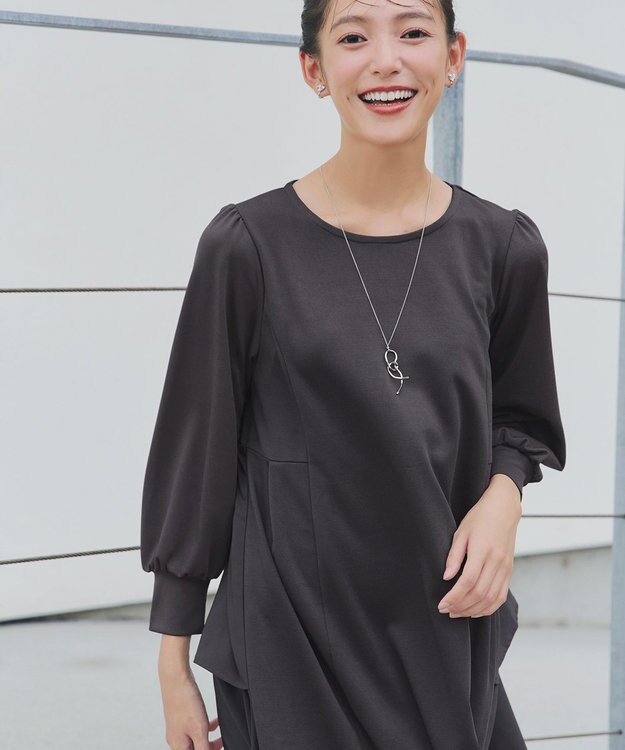 Tiaclasse L 【洗える】ドッキングティアードワンピース チャコールグレー