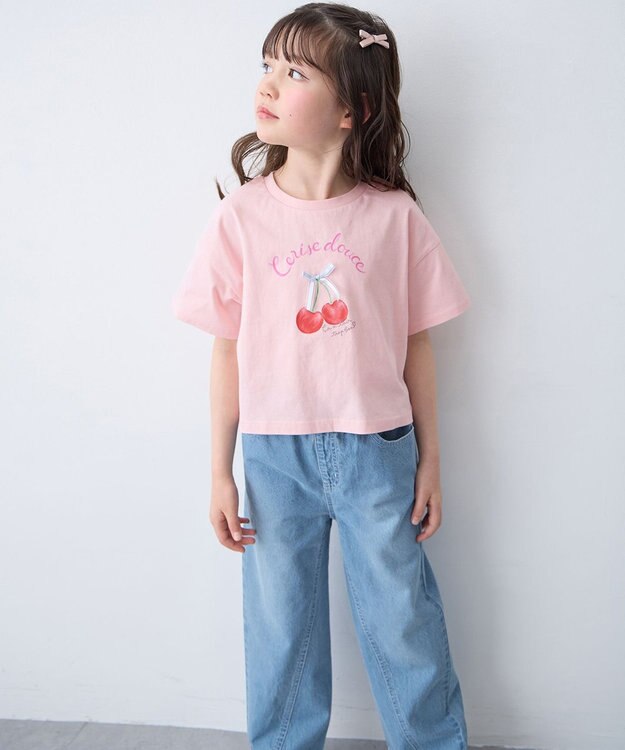 ANY KIDS 【綿100%】オーバーサイズ 半袖Tシャツ ピンク