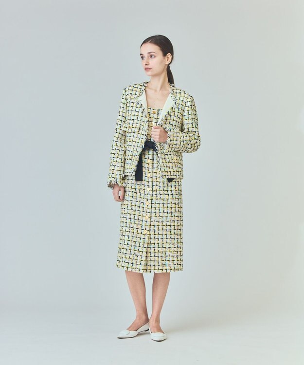 GRACE CONTINENTAL チュールヤーンツイードジャケット イエロー