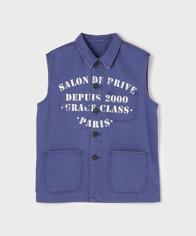 GRACE CONTINENTAL ヘリンボーンツイルジレ ネイビー